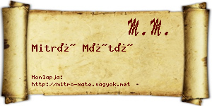 Mitró Máté névjegykártya